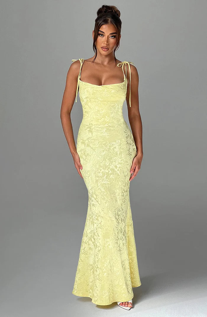 Alpina | Women's Strappy Square Neck Flowy Wedding Guest Dress