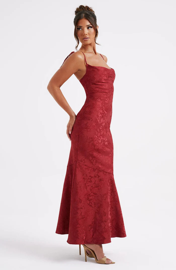 Alpina | Women's Strappy Square Neck Flowy Wedding Guest Dress