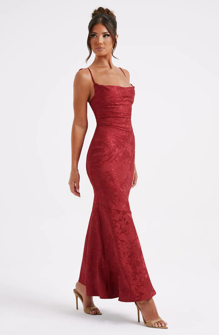 Alpina | Women's Strappy Square Neck Flowy Wedding Guest Dress