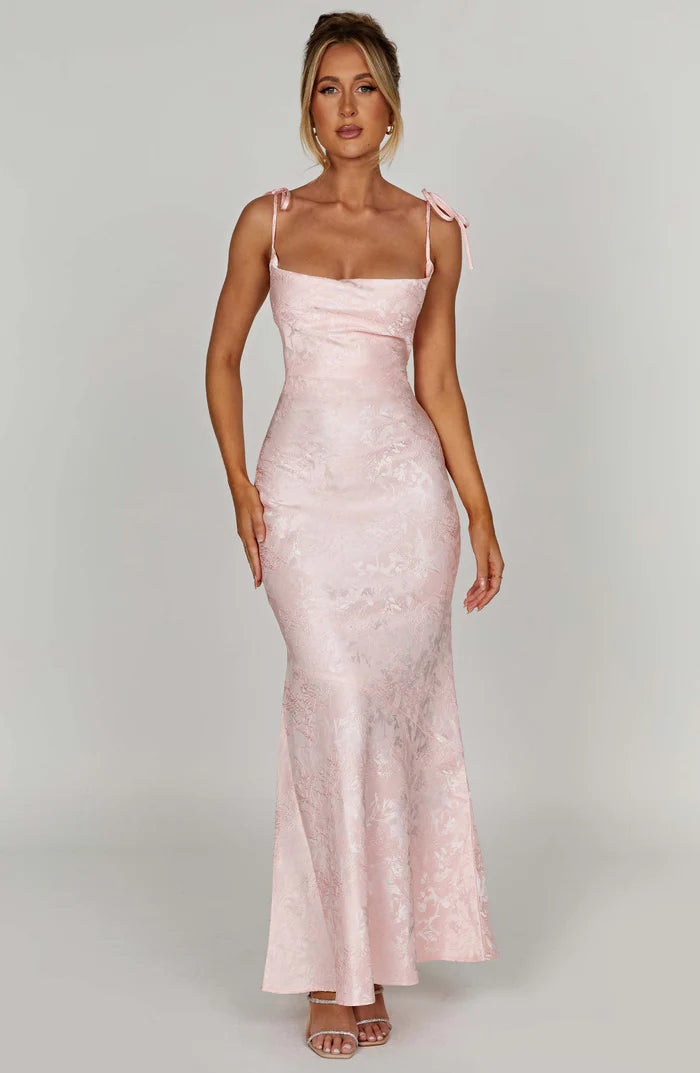 Alpina | Women's Strappy Square Neck Flowy Wedding Guest Dress