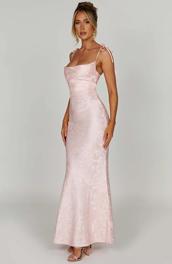 Alpina | Women's Strappy Square Neck Flowy Wedding Guest Dress
