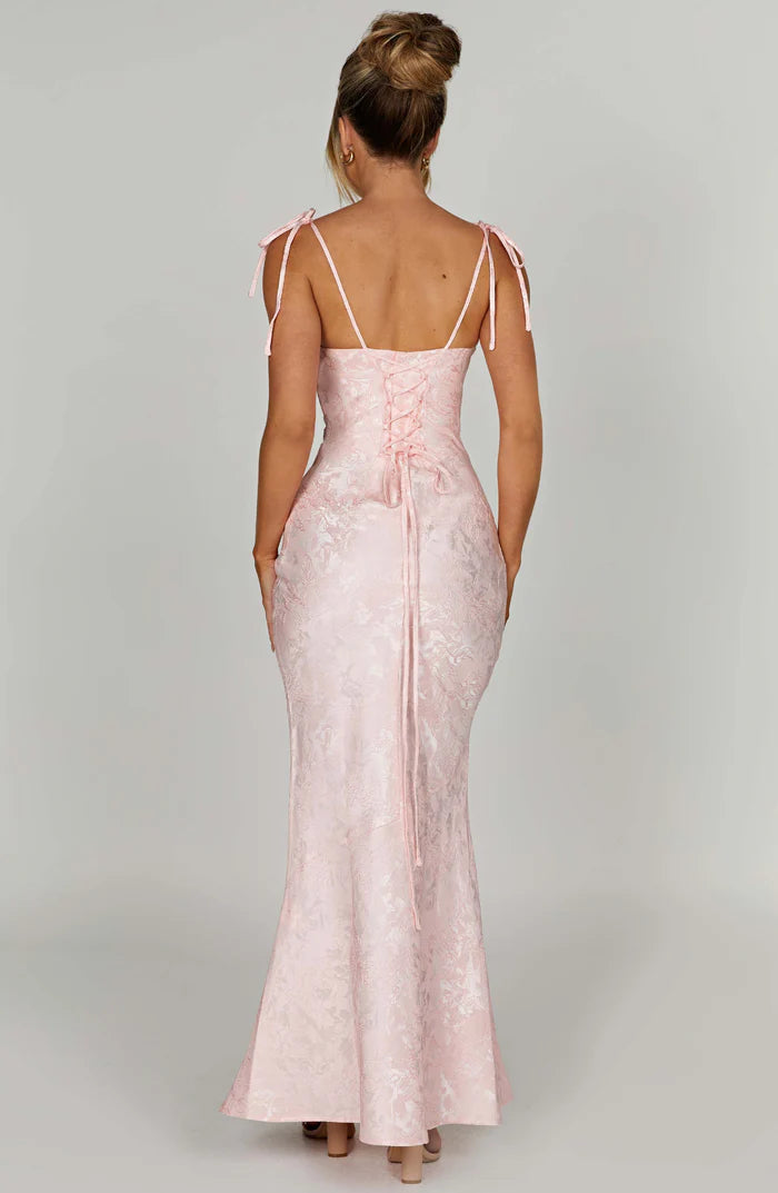 Alpina | Women's Strappy Square Neck Flowy Wedding Guest Dress
