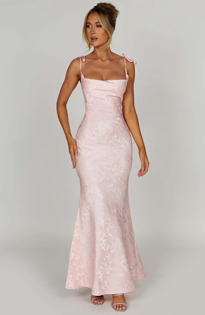 Alpina | Women's Strappy Square Neck Flowy Wedding Guest Dress