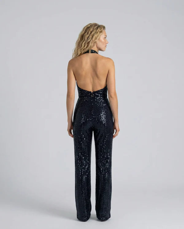 Altagracia | Women's Halter Neck Wide Leg Backless Jumpsuit