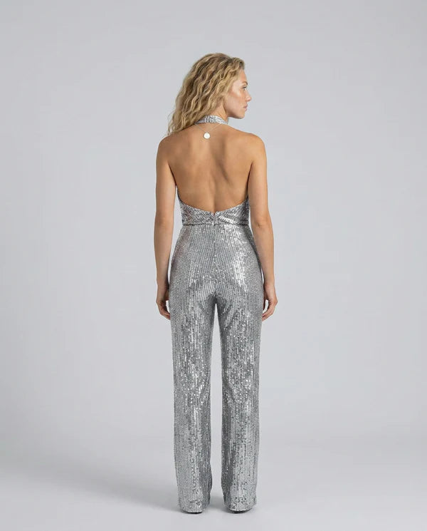 Altagracia | Women's Halter Neck Wide Leg Backless Jumpsuit