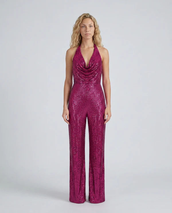 Altagracia | Women's Halter Neck Wide Leg Backless Jumpsuit