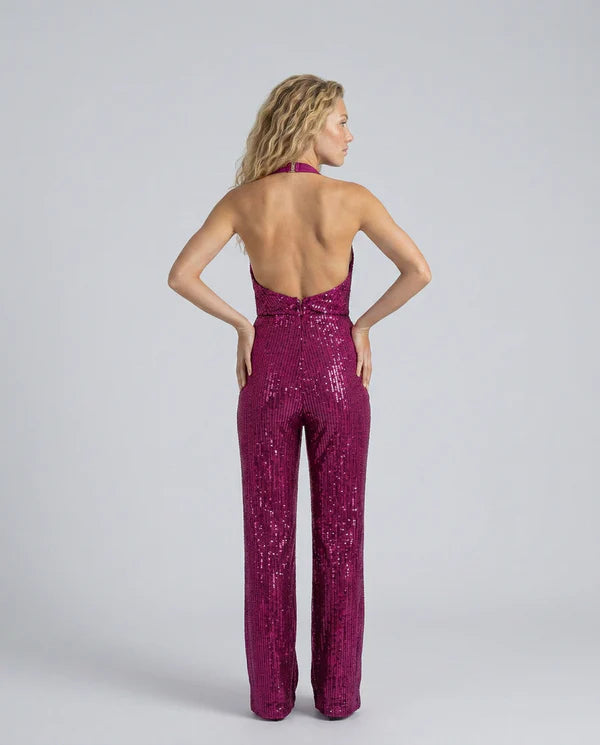 Altagracia | Women's Halter Neck Wide Leg Backless Jumpsuit