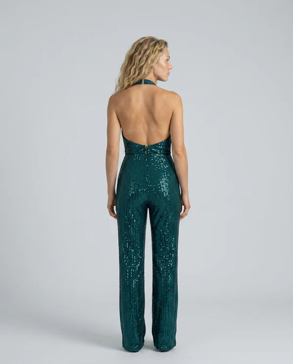 Altagracia | Women's Halter Neck Wide Leg Backless Jumpsuit