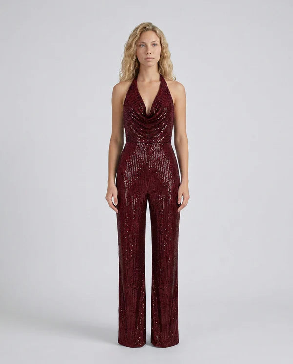 Altagracia | Women's Halter Neck Wide Leg Backless Jumpsuit