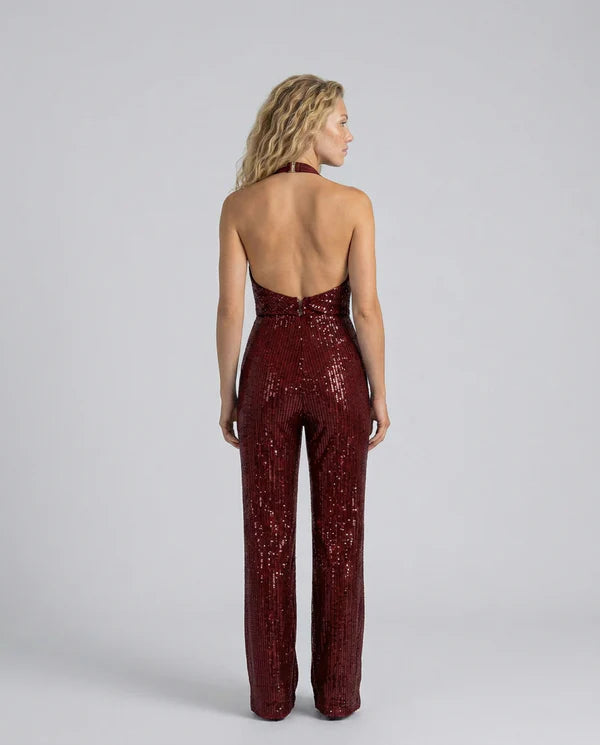 Altagracia | Women's Halter Neck Wide Leg Backless Jumpsuit