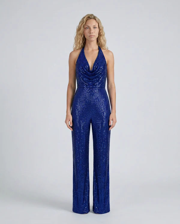 Altagracia | Women's Halter Neck Wide Leg Backless Jumpsuit