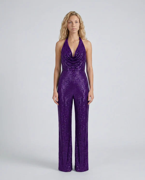 Altagracia | Women's Halter Neck Wide Leg Backless Jumpsuit