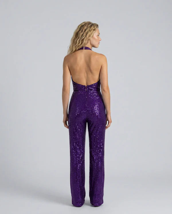 Altagracia | Women's Halter Neck Wide Leg Backless Jumpsuit