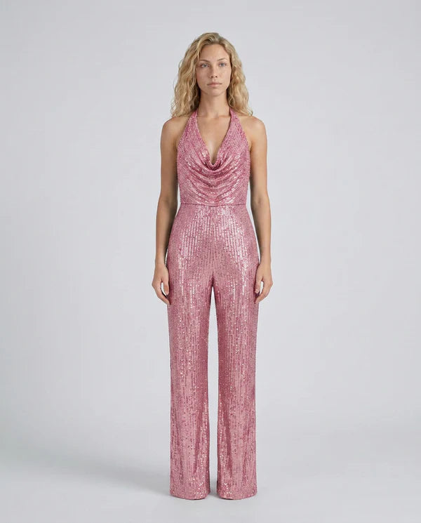 Altagracia | Women's Halter Neck Wide Leg Backless Jumpsuit