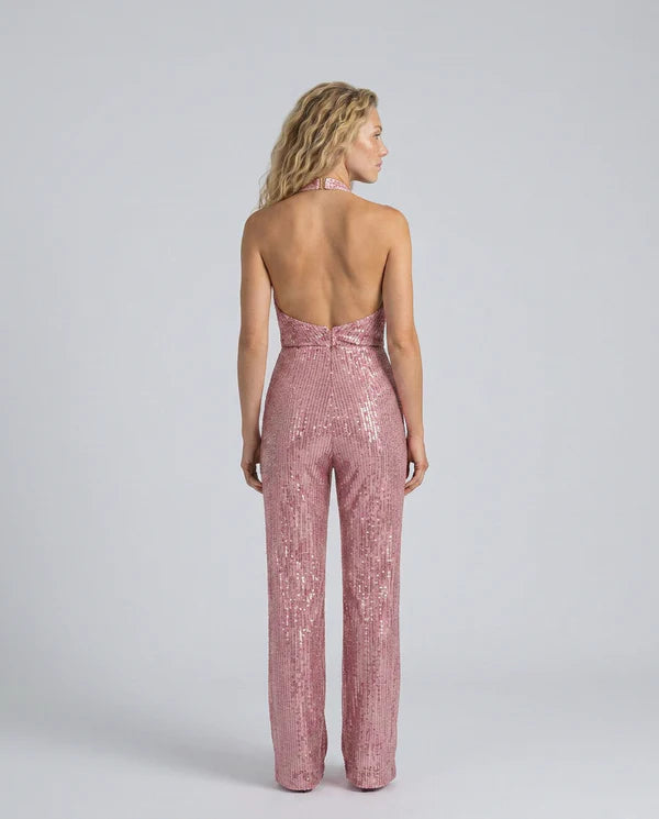 Altagracia | Women's Halter Neck Wide Leg Backless Jumpsuit