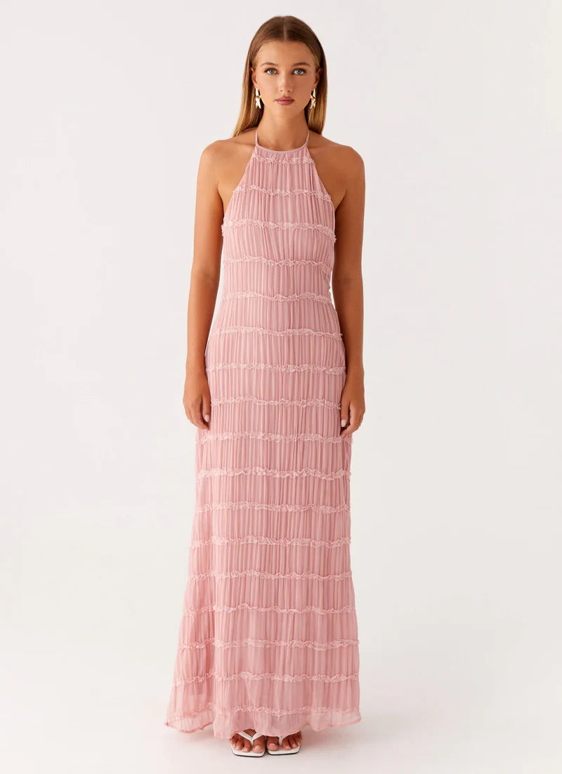 Altair | Women's Pleated Sleeveless Halter Neck Maxi Dress