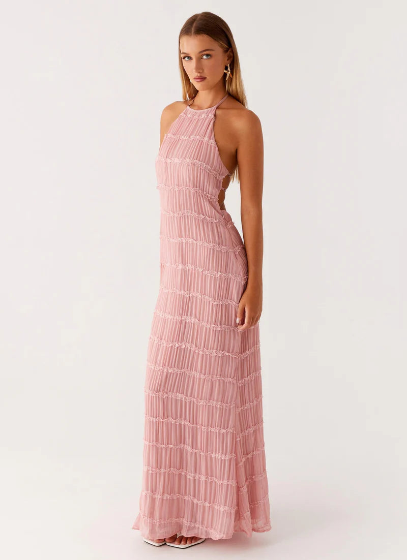 Altair | Women's Pleated Sleeveless Halter Neck Maxi Dress