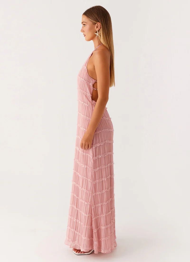 Altair | Women's Pleated Sleeveless Halter Neck Maxi Dress