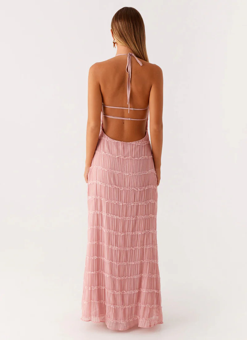 Altair | Women's Pleated Sleeveless Halter Neck Maxi Dress