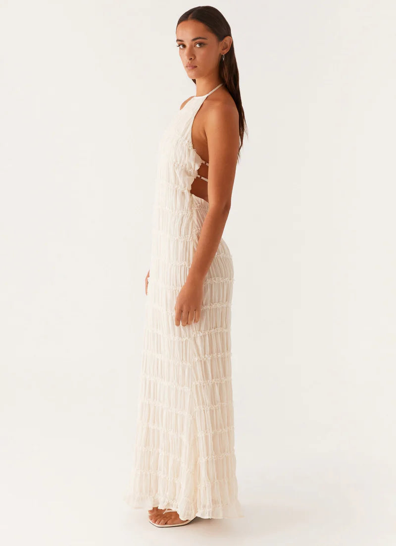 Altair | Women's Pleated Sleeveless Halter Neck Maxi Dress