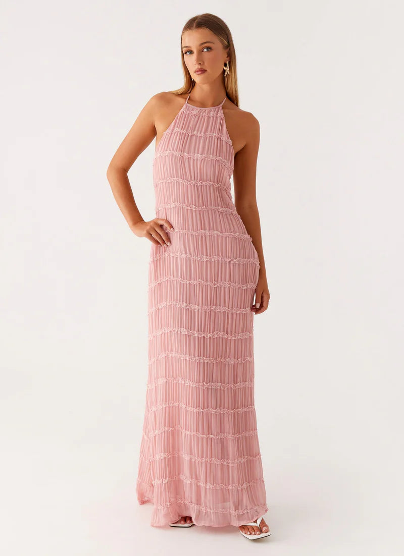 Altair | Women's Pleated Sleeveless Halter Neck Maxi Dress