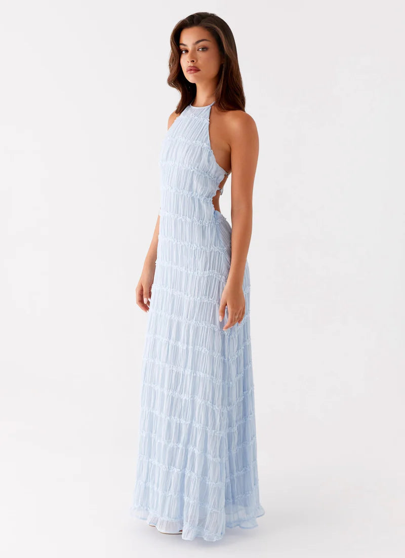 Altair | Women's Pleated Sleeveless Halter Neck Maxi Dress