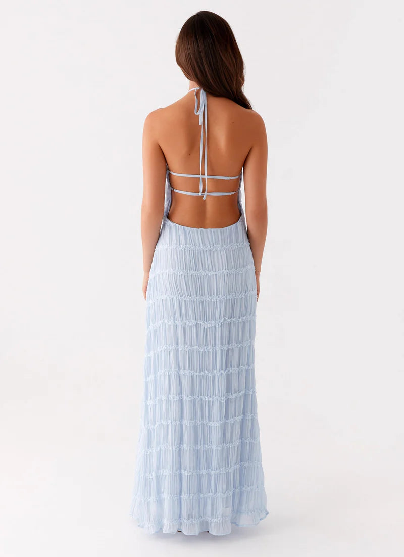 Altair | Women's Pleated Sleeveless Halter Neck Maxi Dress