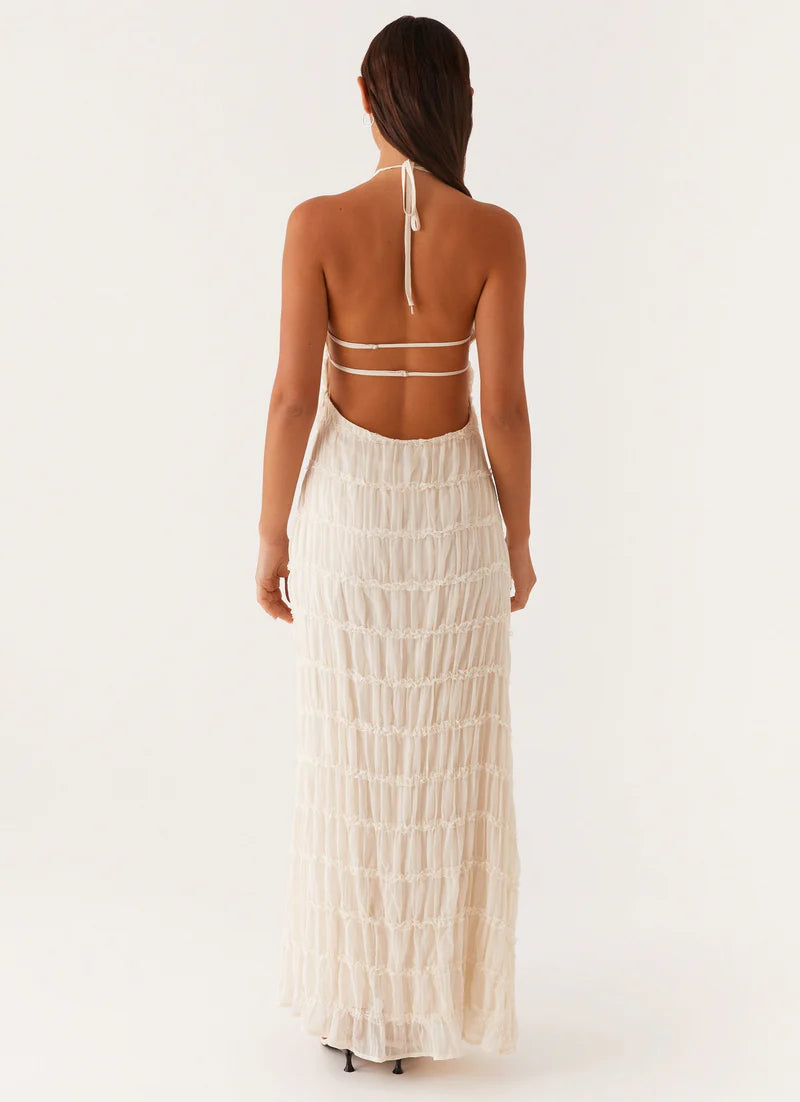 Altair | Women's Pleated Sleeveless Halter Neck Maxi Dress