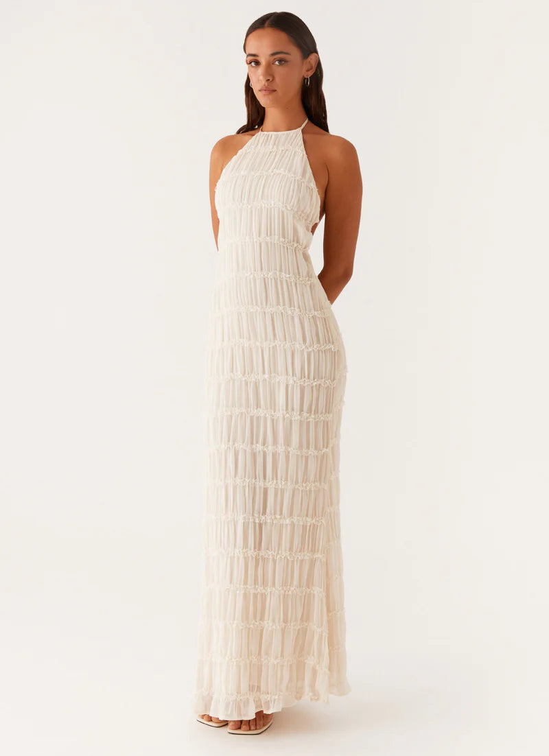 Altair | Women's Pleated Sleeveless Halter Neck Maxi Dress