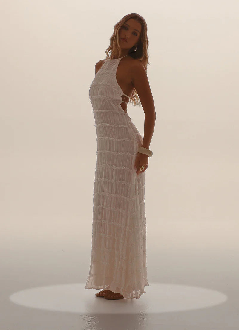 Altair | Women's Pleated Sleeveless Halter Neck Maxi Dress