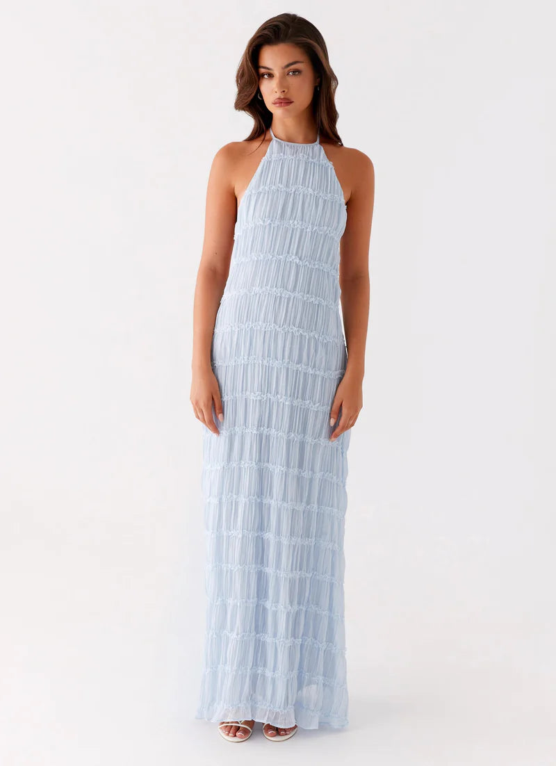 Altair | Women's Pleated Sleeveless Halter Neck Maxi Dress