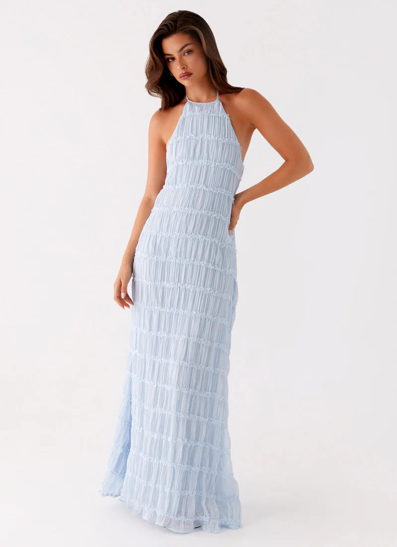 Altair | Women's Pleated Sleeveless Halter Neck Maxi Dress