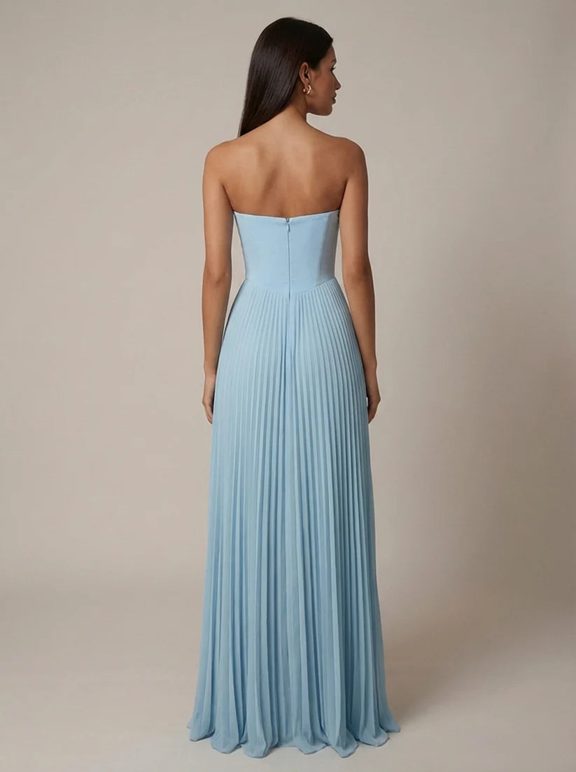 Alvera | Women's Pleated Corset Sleeveless Flowy Maxi Dress