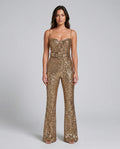 Alyanna | Women's Fitted Sequin Belted Sweatheart Neck Jumpsuit