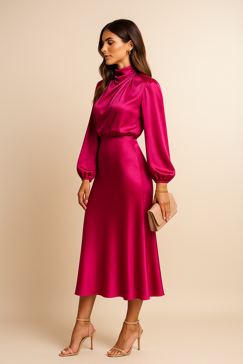 Alycia | Women’s Long Sleeve High Neck Grad Party Dress