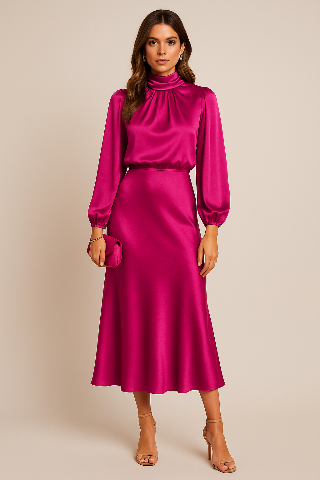Alycia | Women’s Long Sleeve High Neck Grad Party Dress