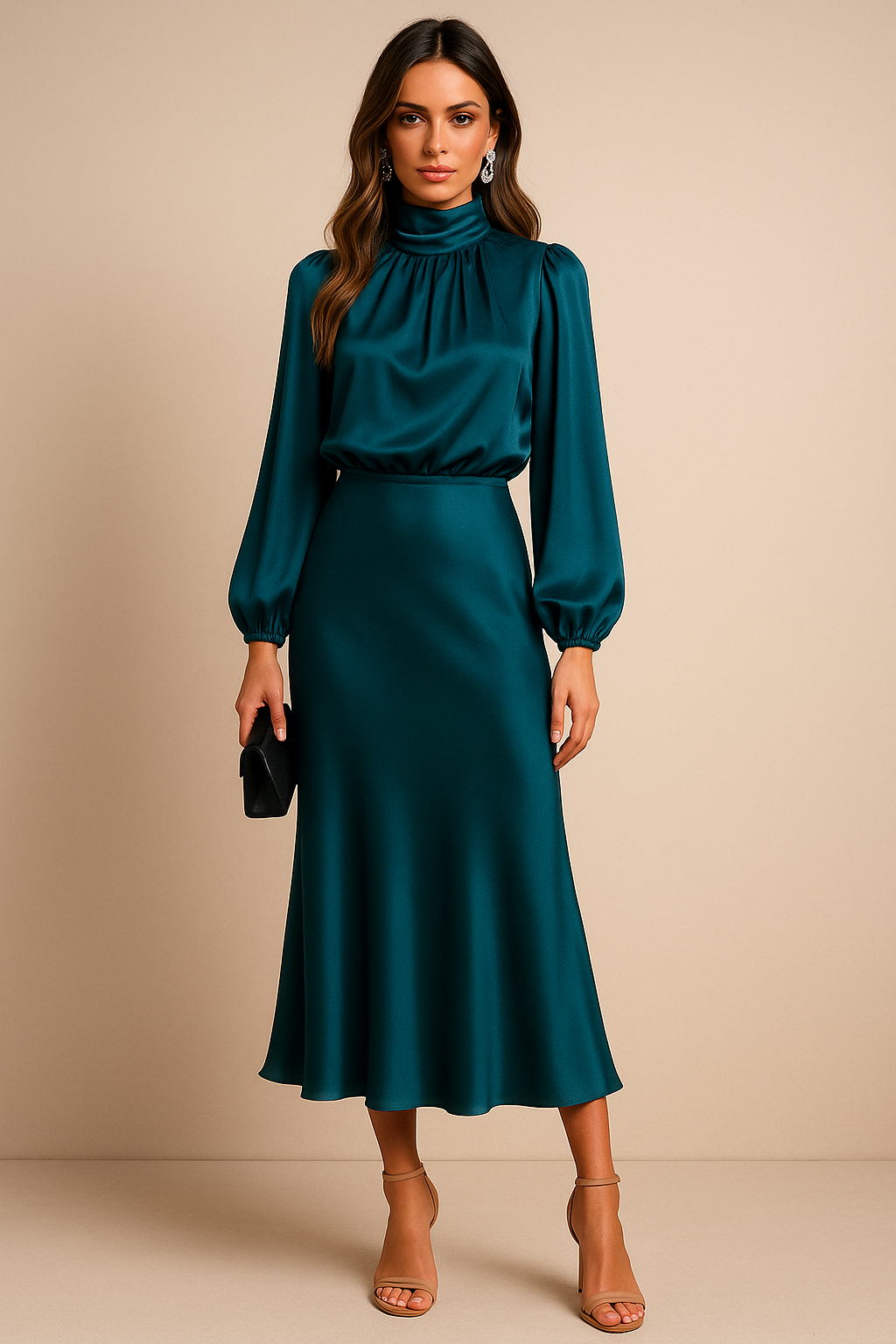 Alycia | Women’s Long Sleeve High Neck Grad Party Dress