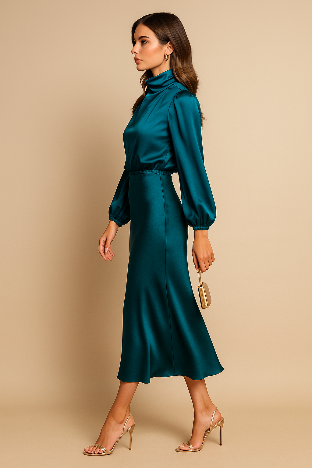 Alycia | Women’s Long Sleeve High Neck Grad Party Dress