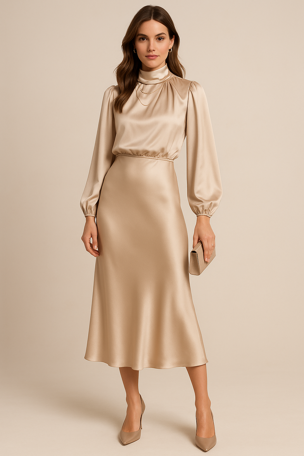 Alycia | Women’s Long Sleeve High Neck Grad Party Dress