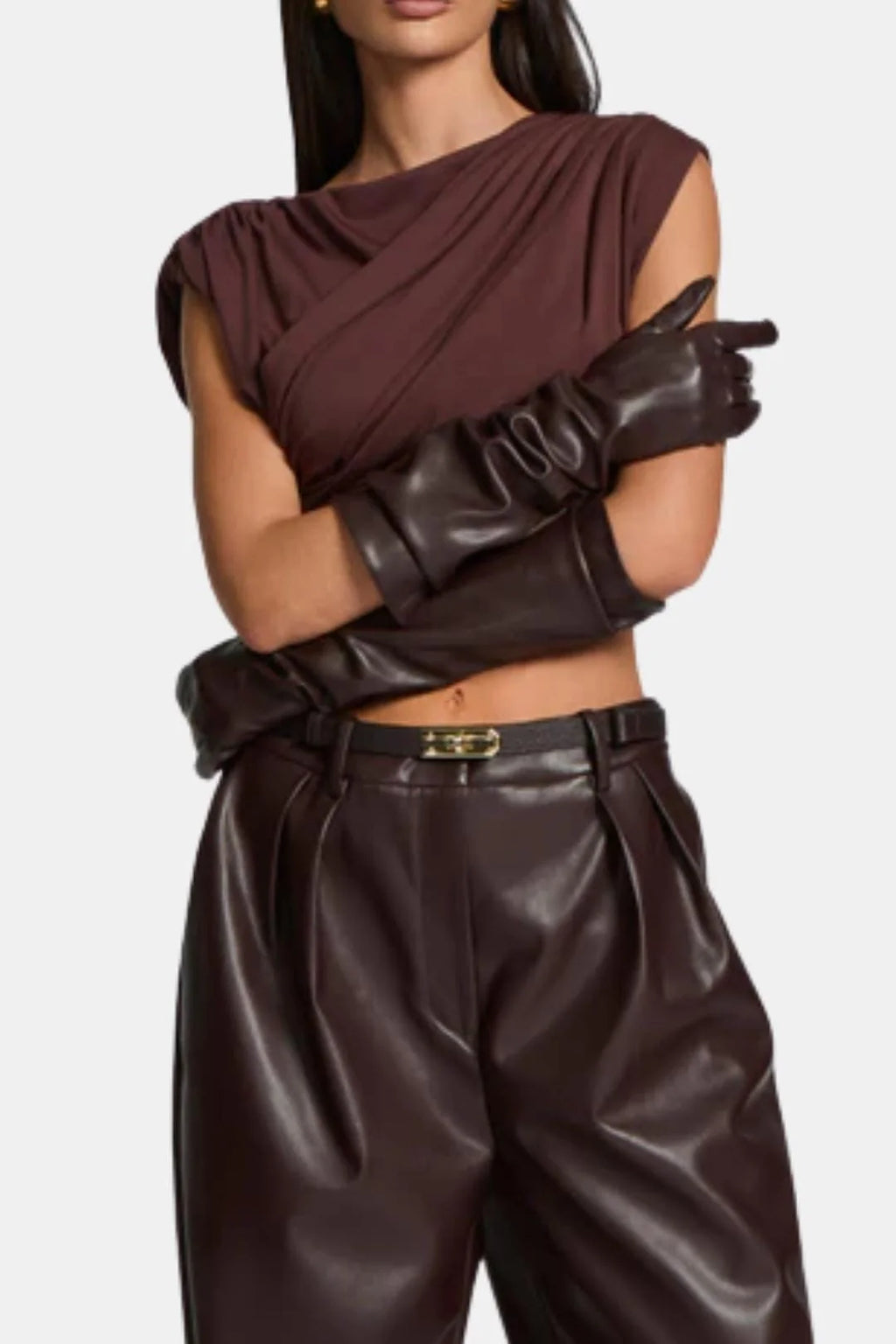 Alysha | Women’s Ruched Elbow Length Slip On Gloves
