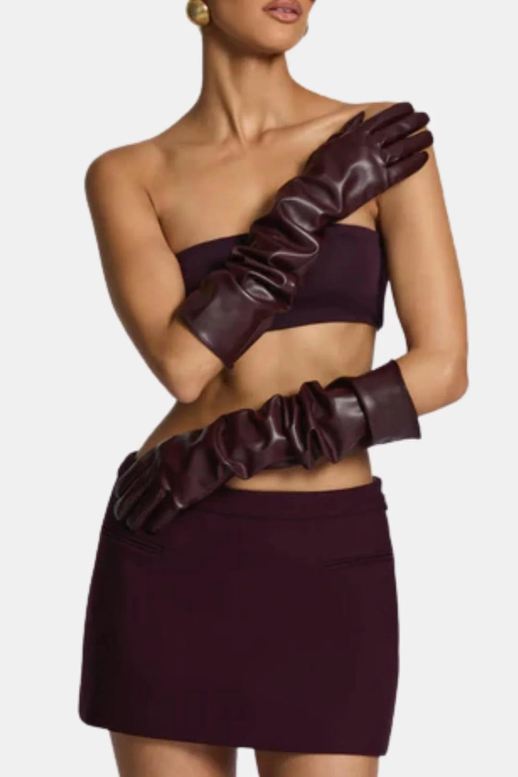 Alysha | Women’s Ruched Elbow Length Slip On Gloves