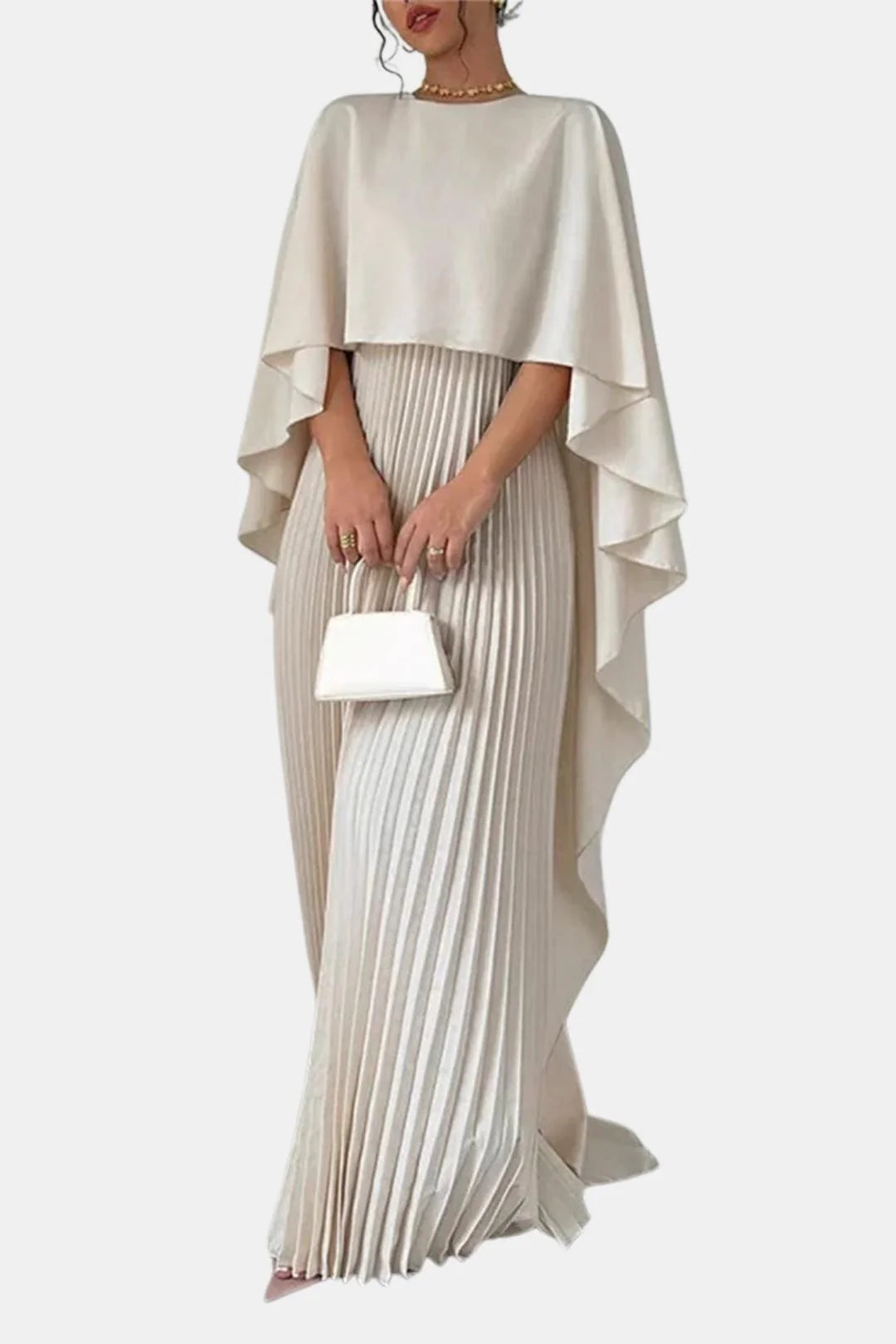 Amabel | Women's Flowy Pleated High Neck Wedding Guest Maxi Dress