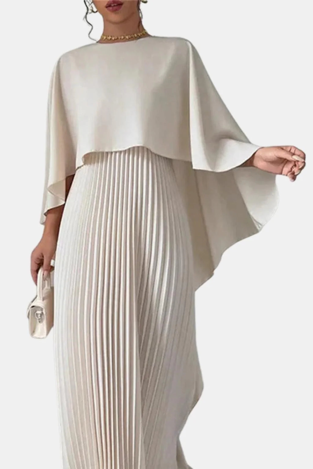 Amabel | Women's Flowy Pleated High Neck Wedding Guest Maxi Dress