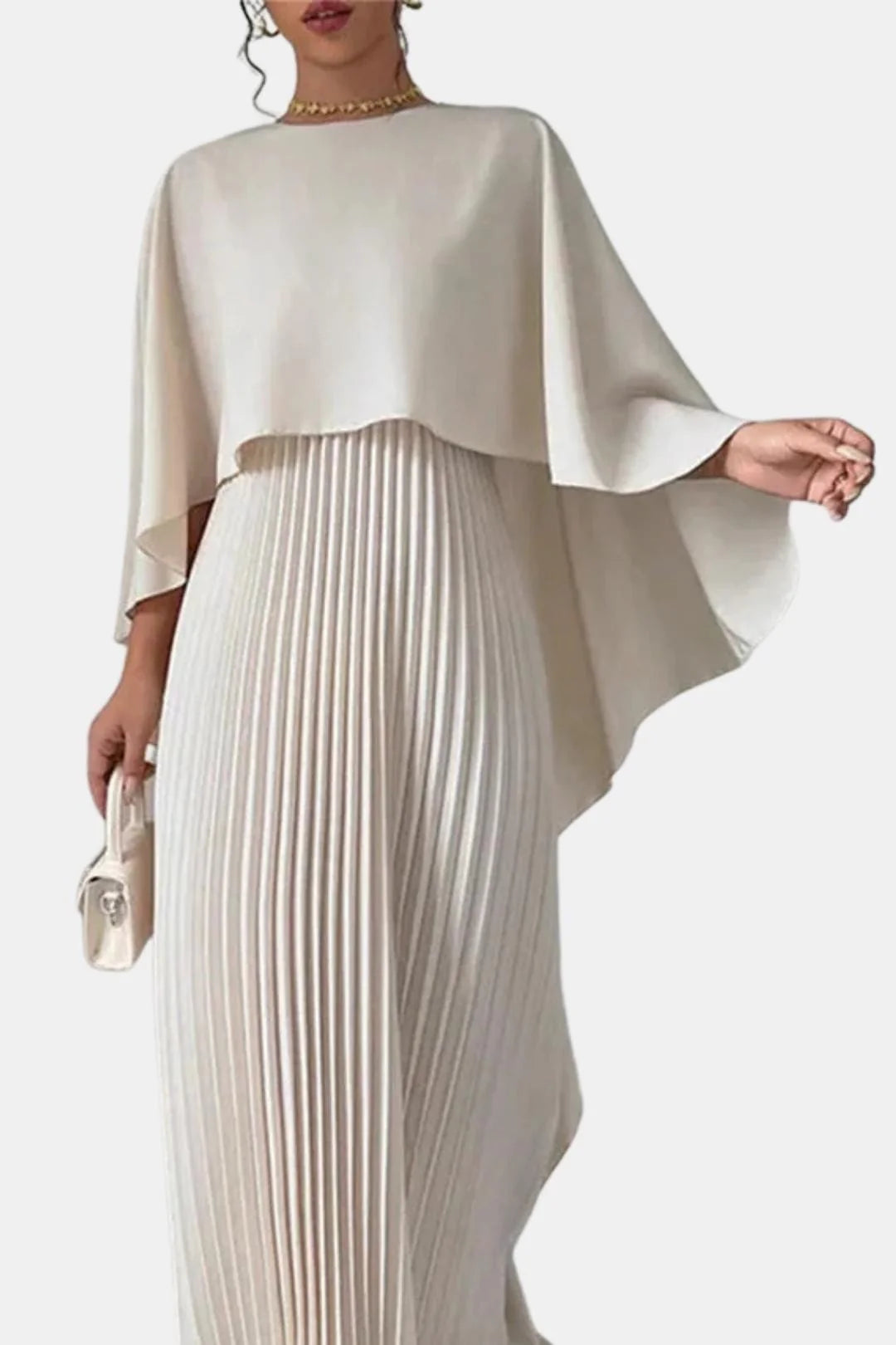 Amabel | Women's Flowy Pleated High Neck Wedding Guest Maxi Dress