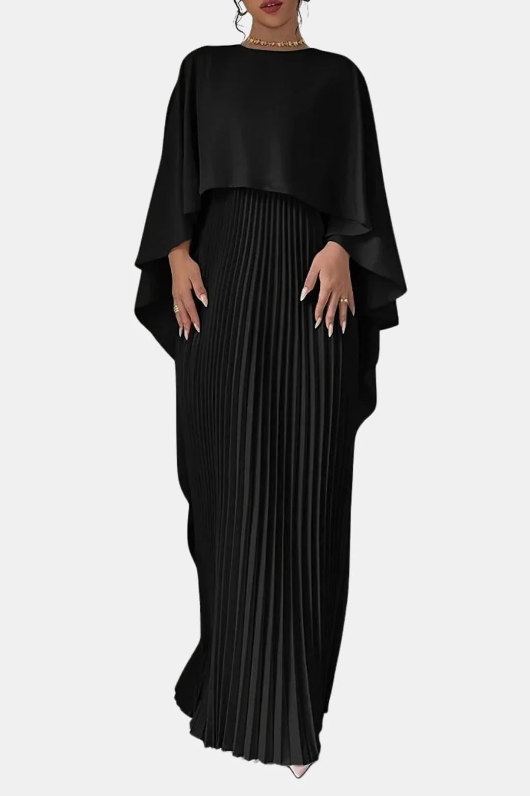 Amabel | Women's Flowy Pleated High Neck Wedding Guest Maxi Dress