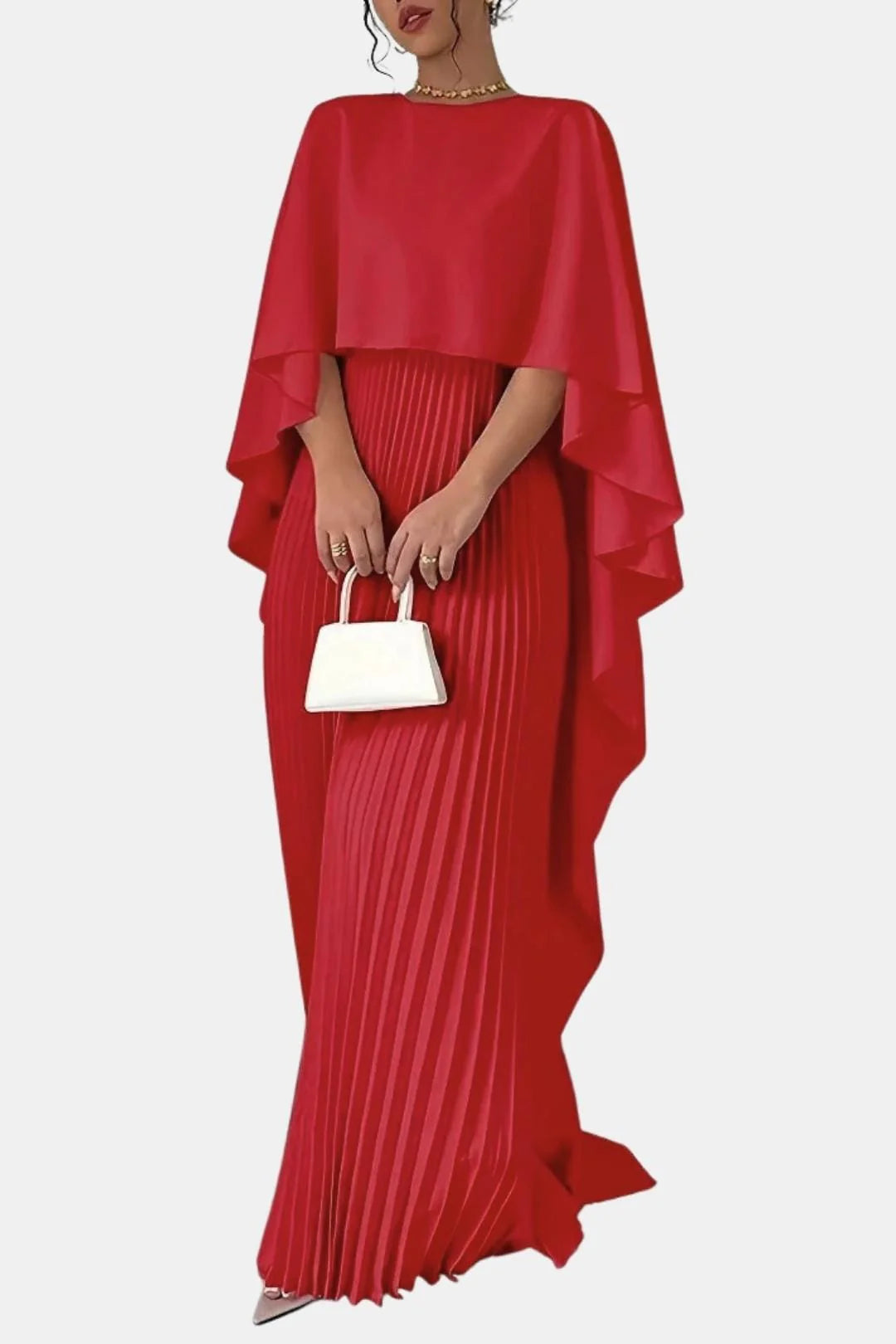 Amabel | Women's Flowy Pleated High Neck Wedding Guest Maxi Dress