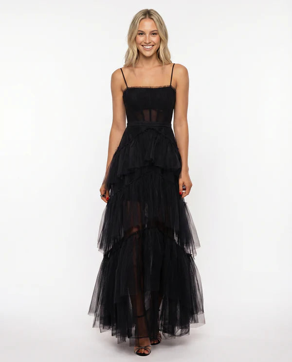 Amada | Women's Corset Sleeveless Tiered Ruffle Wedding Guest Dress