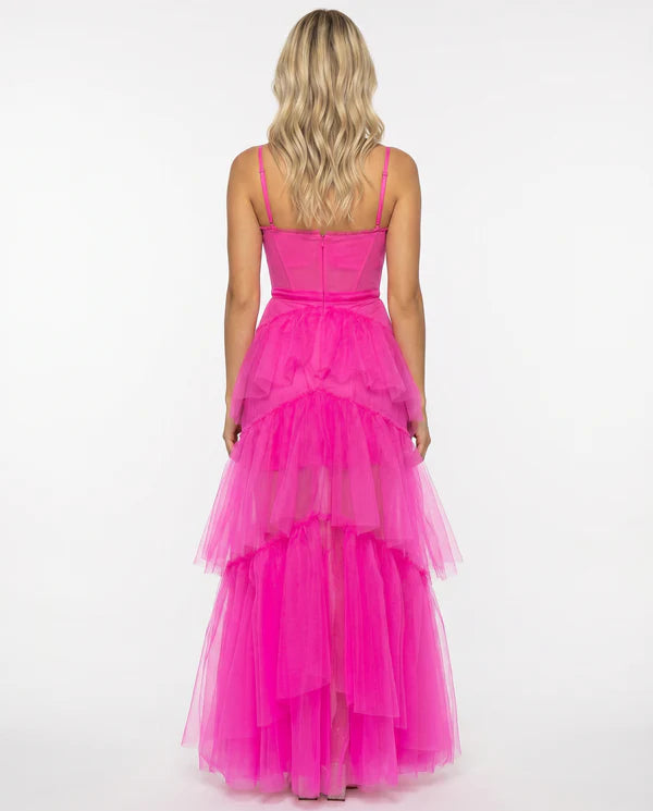 Amada | Women's Corset Sleeveless Tiered Ruffle Wedding Guest Dress
