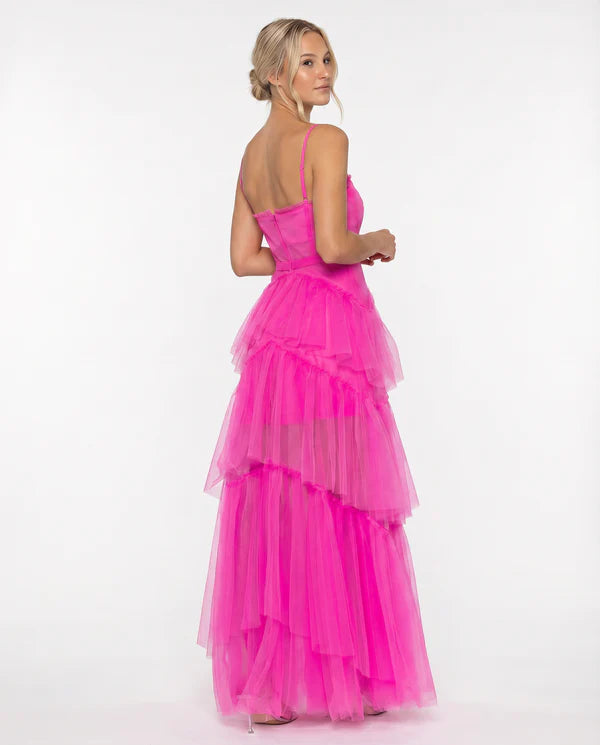 Amada | Women's Corset Sleeveless Tiered Ruffle Wedding Guest Dress