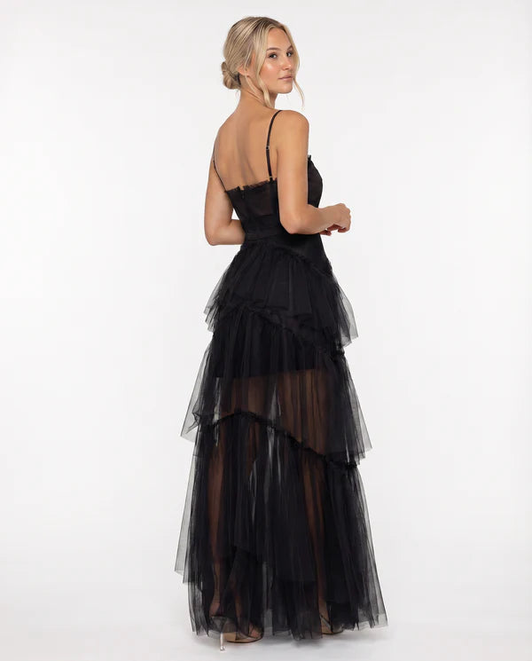 Amada | Women's Corset Sleeveless Tiered Ruffle Wedding Guest Dress